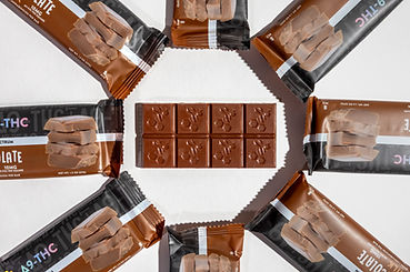 flatlay of a chocolate bar surrounded by other wrappers