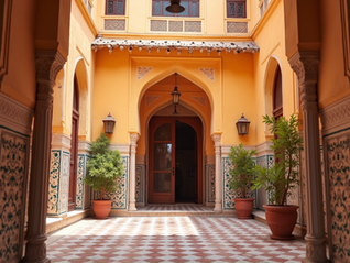 Courtyard of traditional haveli in Rajasthan