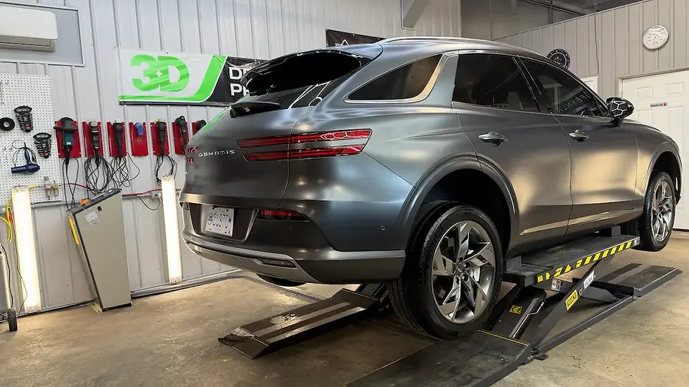 Matte Genesis SUV ceramic coating Cobourg Ontario professional paint correction and ceramic coating in climate controlled detailing studio