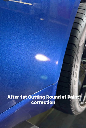 Jaguar P450 after first stage paint correction swirl removal Brighton Ontario