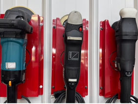 7-inch, 5-inch, and 3-inch rotary polishers used for heavy paint correction cutting stages