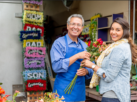 A small business owner with a customer