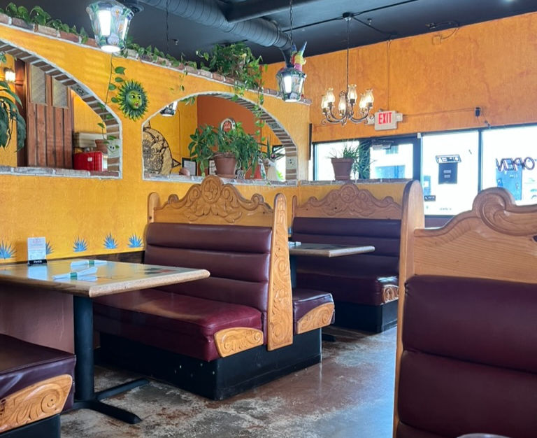 Eye-level view of the vibrant interior of Ruben's Cocina Mexicana