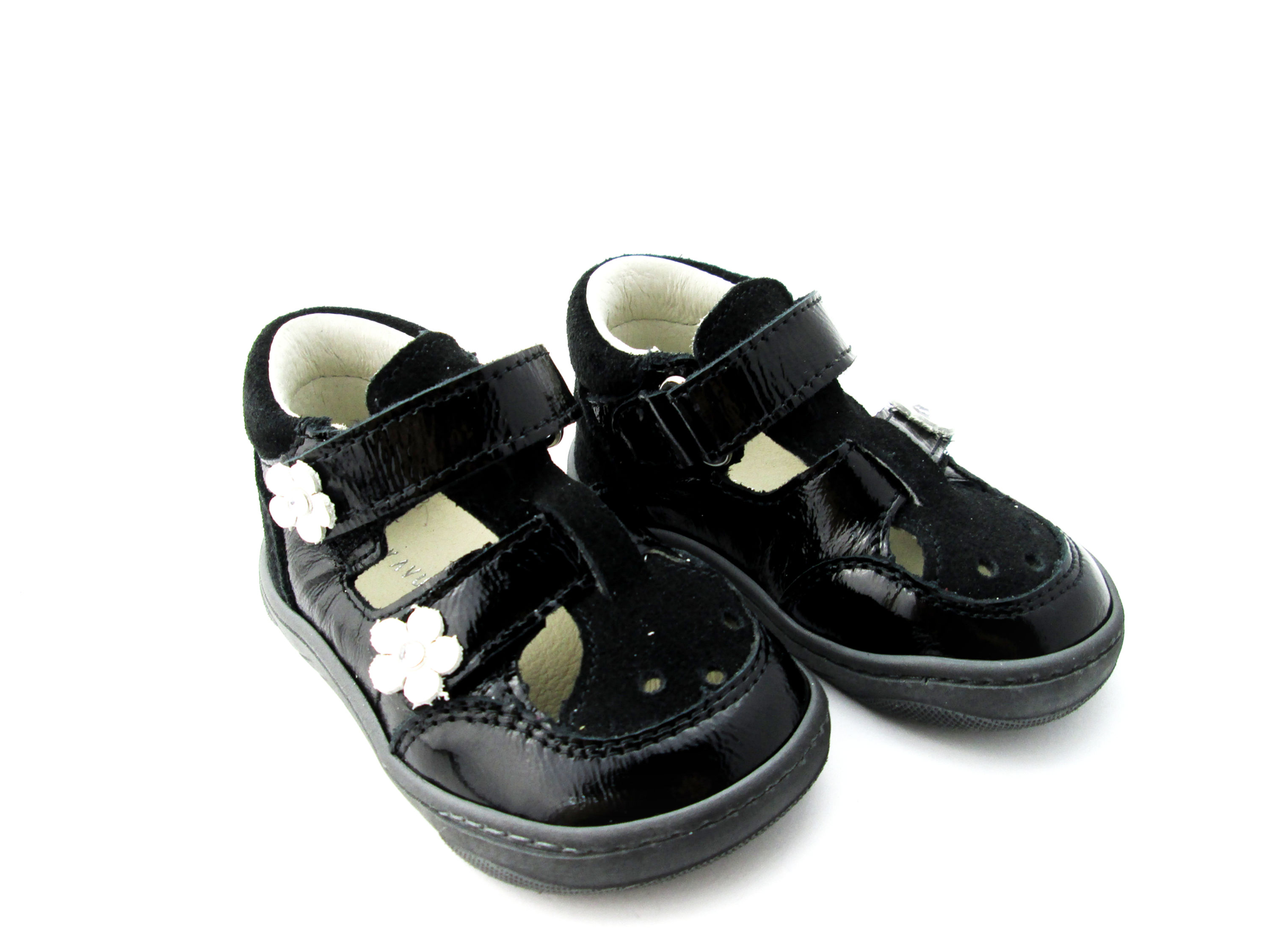 Pantofi decupaţi negru/flori