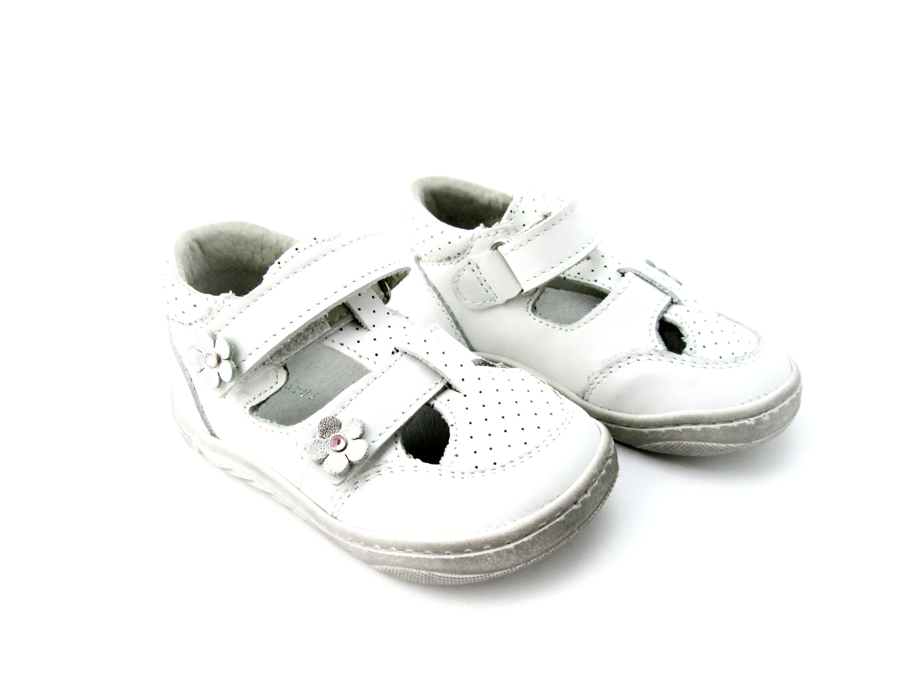 Pantofi decupaţi  Toddler alb/flori perforat