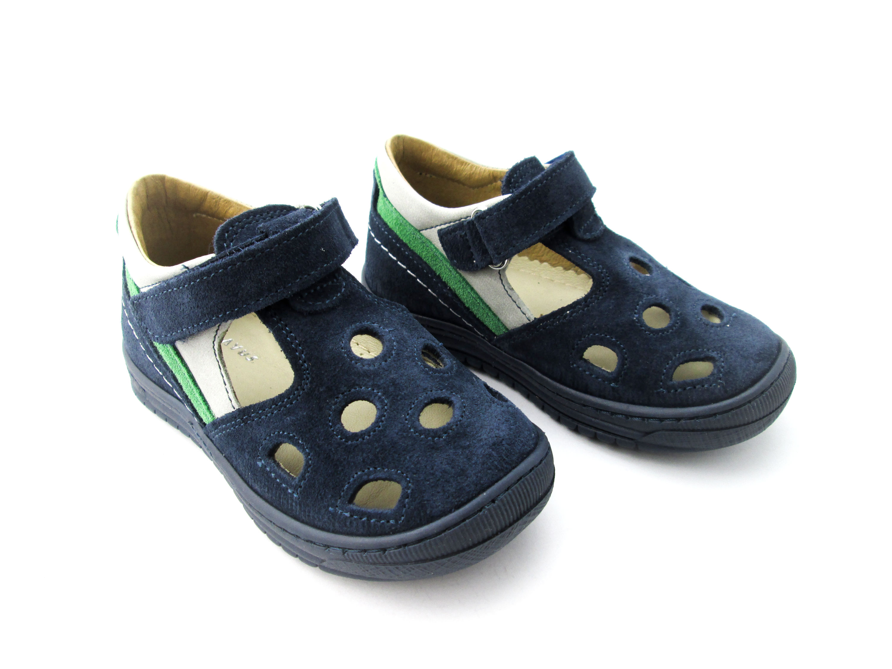 Pantofi decupati blu/gri/verde