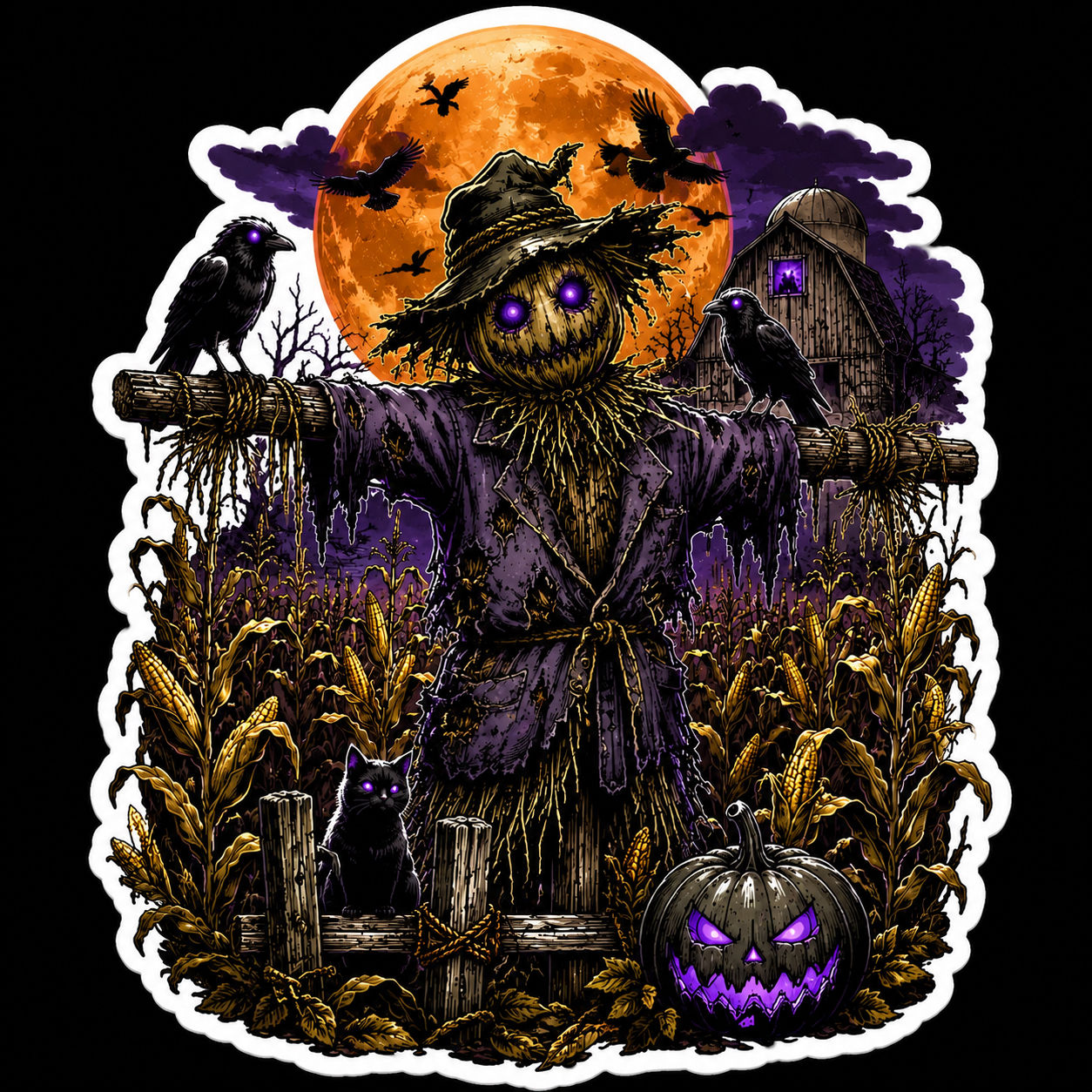 Haunted Harvest Scare Crow Sticker