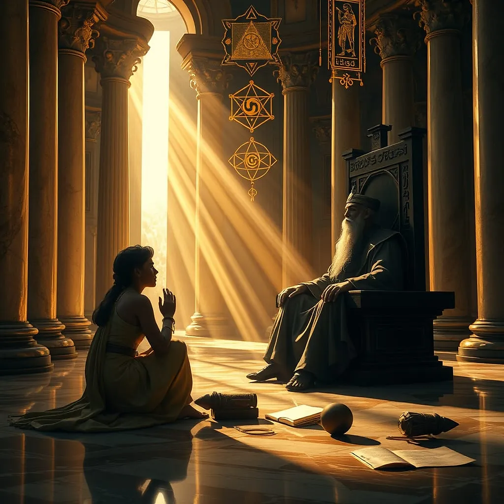 O verdadeiro iniciado sabe que o saber não o torna superior, mas responsável. Imagem do Sol da Alvorada criada por i.a.