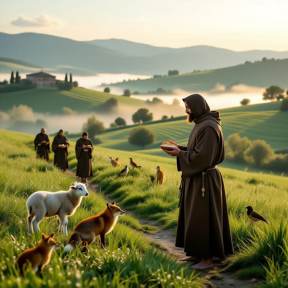 Francisco: A Liberdade do Evangelho Descalço. Imagem do Cantinho dos Anciãos criada por i.a.