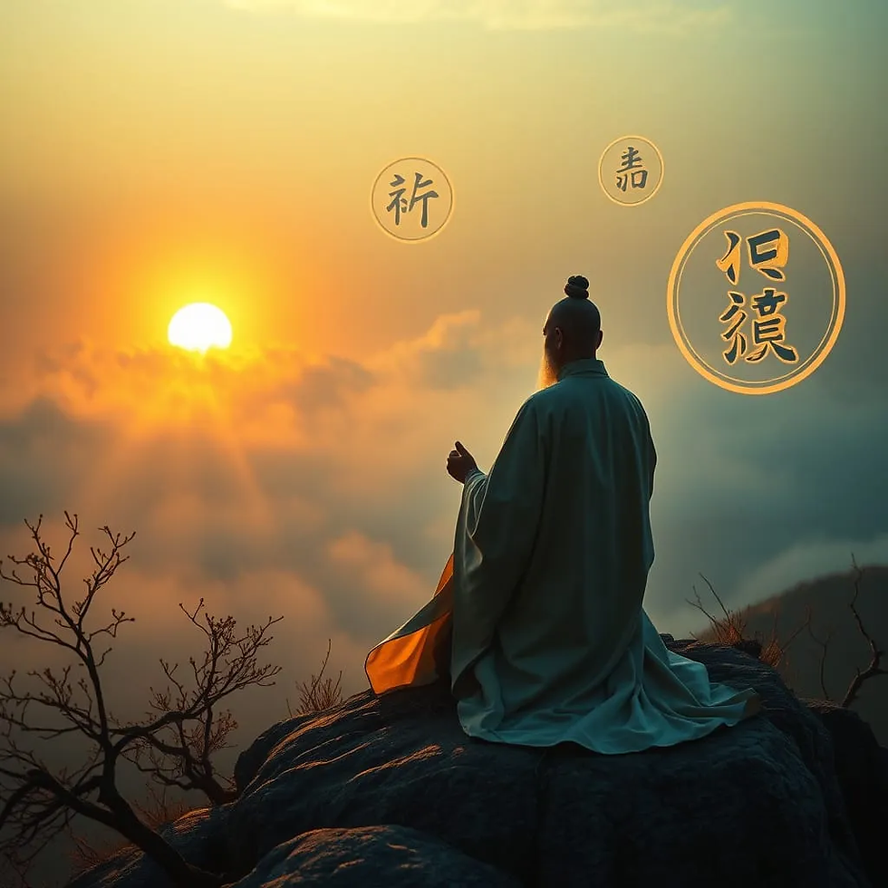 A sabedoria consiste em harmonizar-se com o fluxo, em tornar-se espelho da natureza que nada retém, nada força e, ainda assim, tudo realiza. Imagem do Cantinho dos Anciãos criada por i.a.