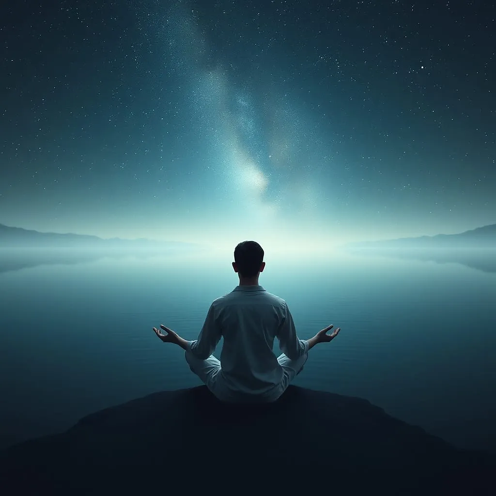 Quando a mente se serena, o indivíduo distingue entre o essencial e o ilusório, libertando-se da busca compulsiva por satisfação externa. Imagem do Cantinho dos Anciãos criada por i.a.