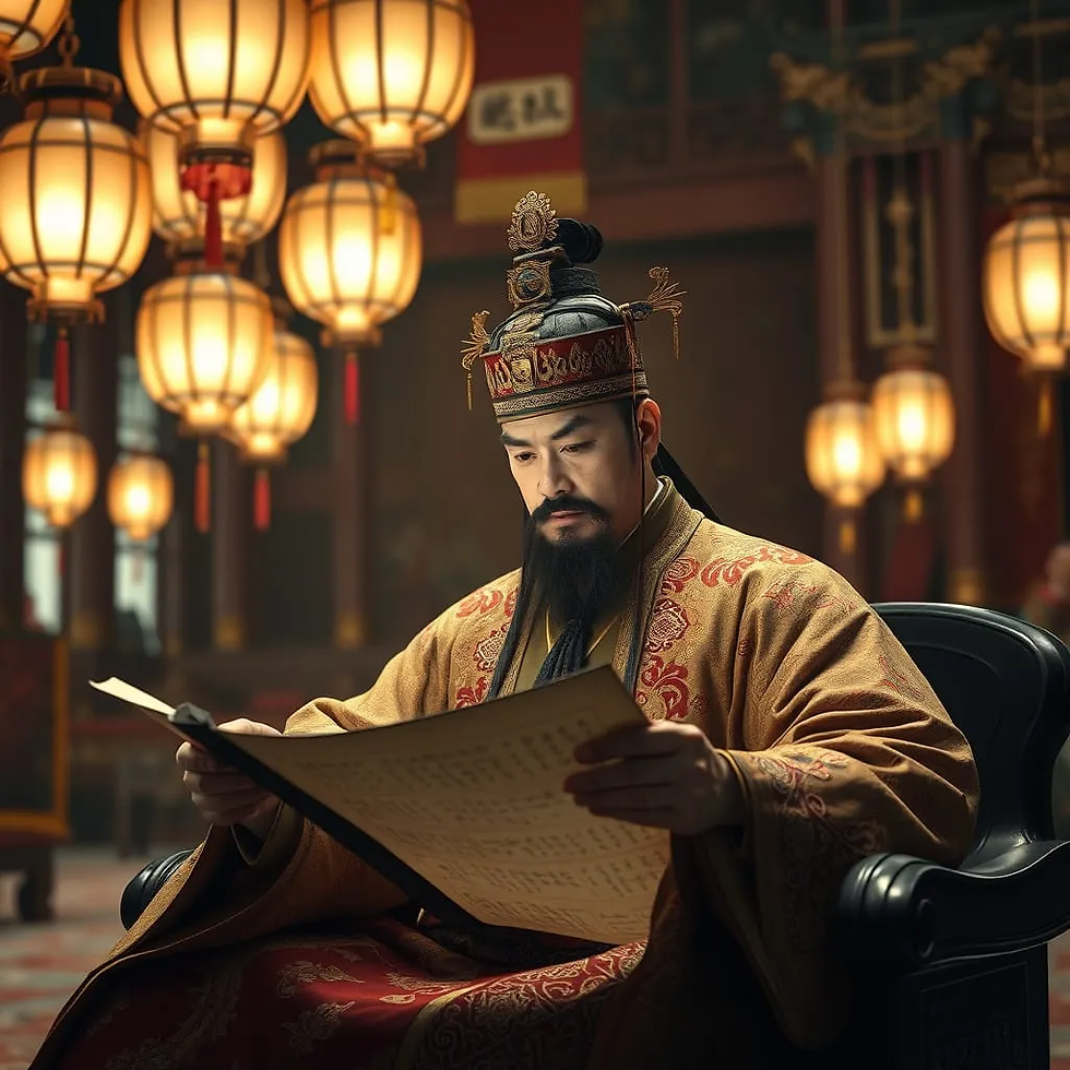 Escola Huang-Lao combina os ensinamentos de Laozi com a figura mítica de Huangdi, o Imperador Amarelo. Imagem do Cantinho dos Anciãos criada por i.a.