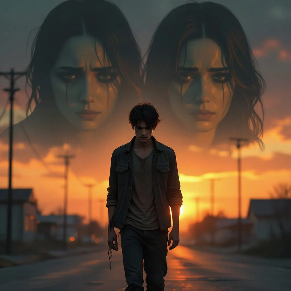 Eduardo caminha em desespero e perturbações não compreendidas. Imagem do Cantinho dos Anciãos criada por i.a.