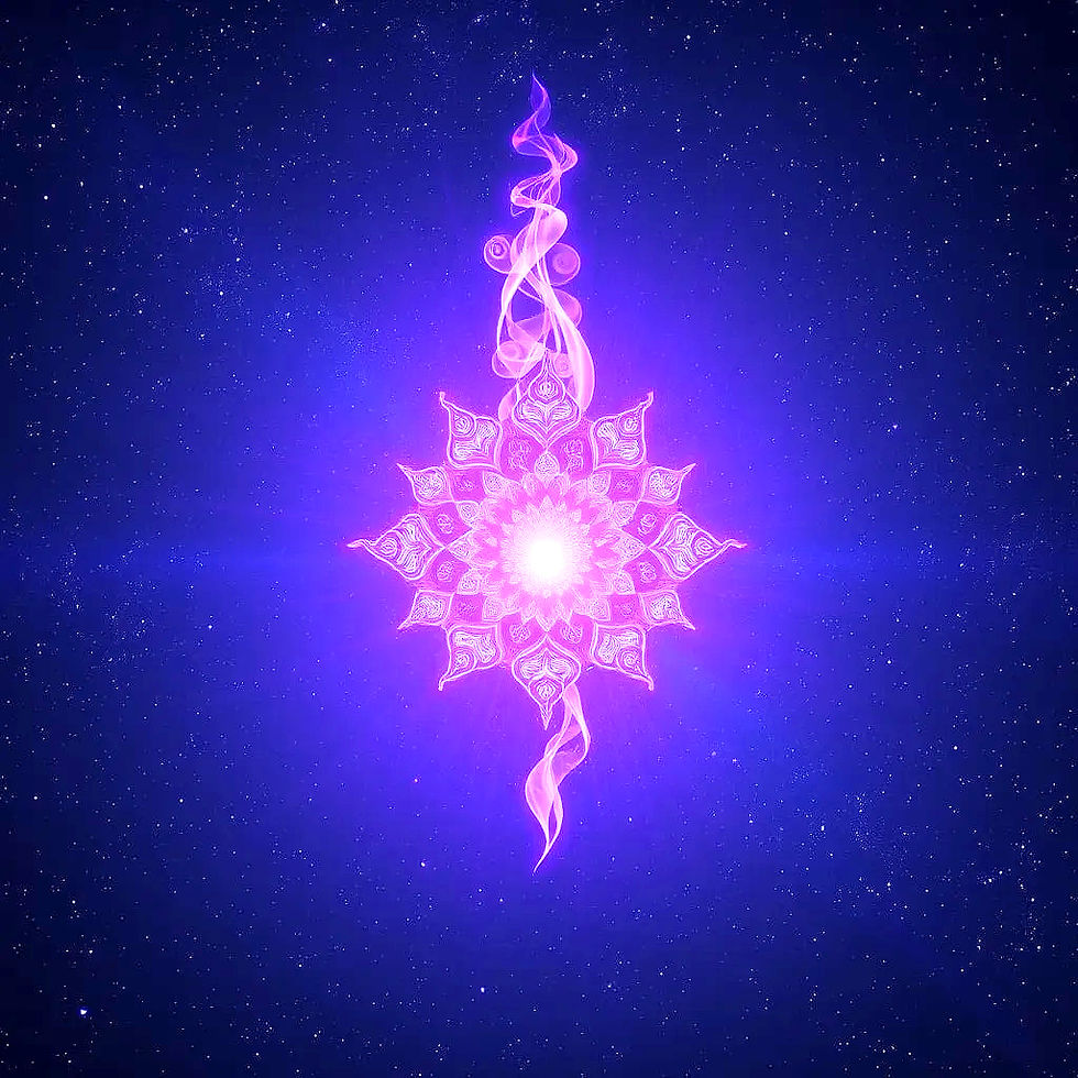 Representação da Chama Violeta e a presença do sagrado na essência da Chama. Imagem do Cantinho dos Anciãos criada por i.a.