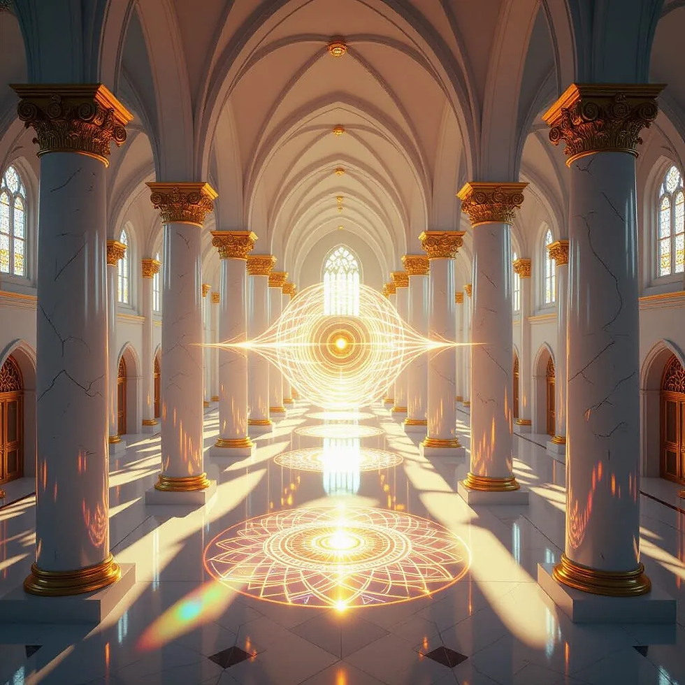 Representação da ideia de como as ondas sonoras moldam os espaços. Imagem do Cantinho dos Anciãos criada por i.a.