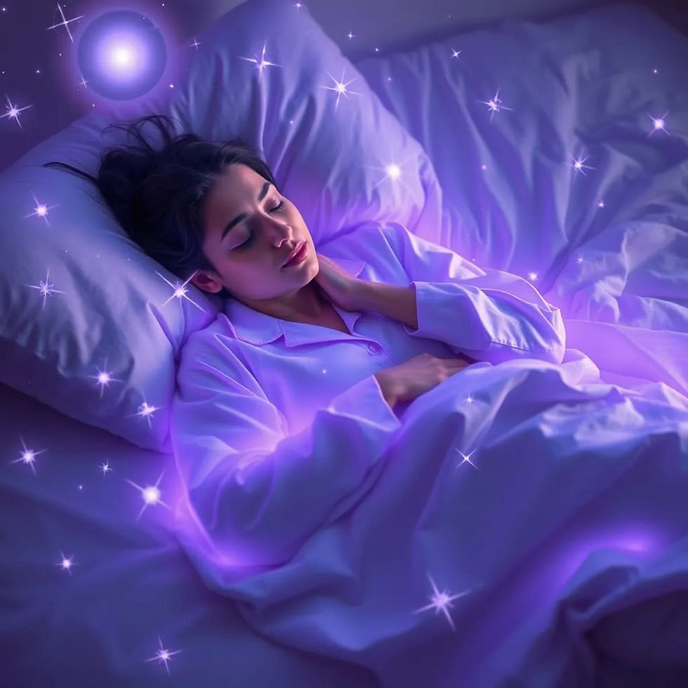 Antes de dormir é o melhor momento para iniciarmos o hábito da prática da Chama Violeta. Imagem do Cantinho dos Anciãos criada por i.a.