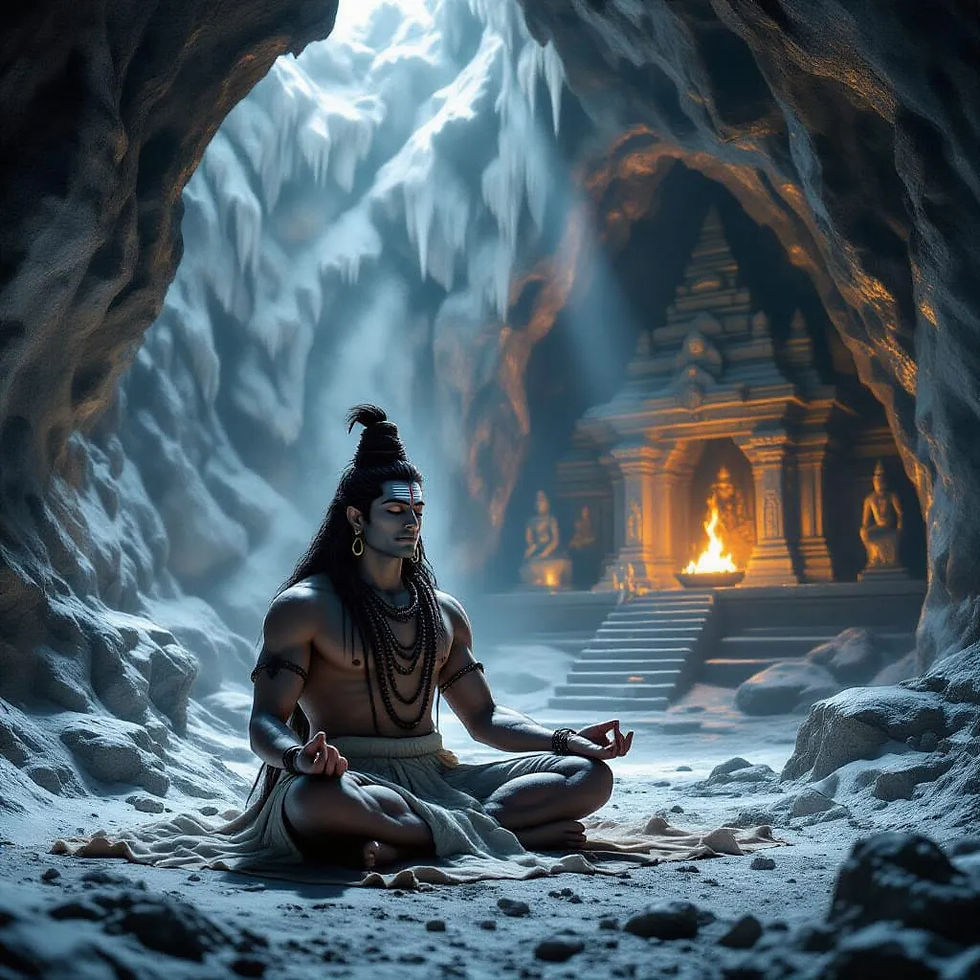 Om Namah Shivaya (ÔM (Vibração criacional do Cosmos) Namah (saúdo ou curvo-me) Shivaya (o que é bom e auspicioso).                                              Imagem do Cantinho dos Anciãos criada por i.a.