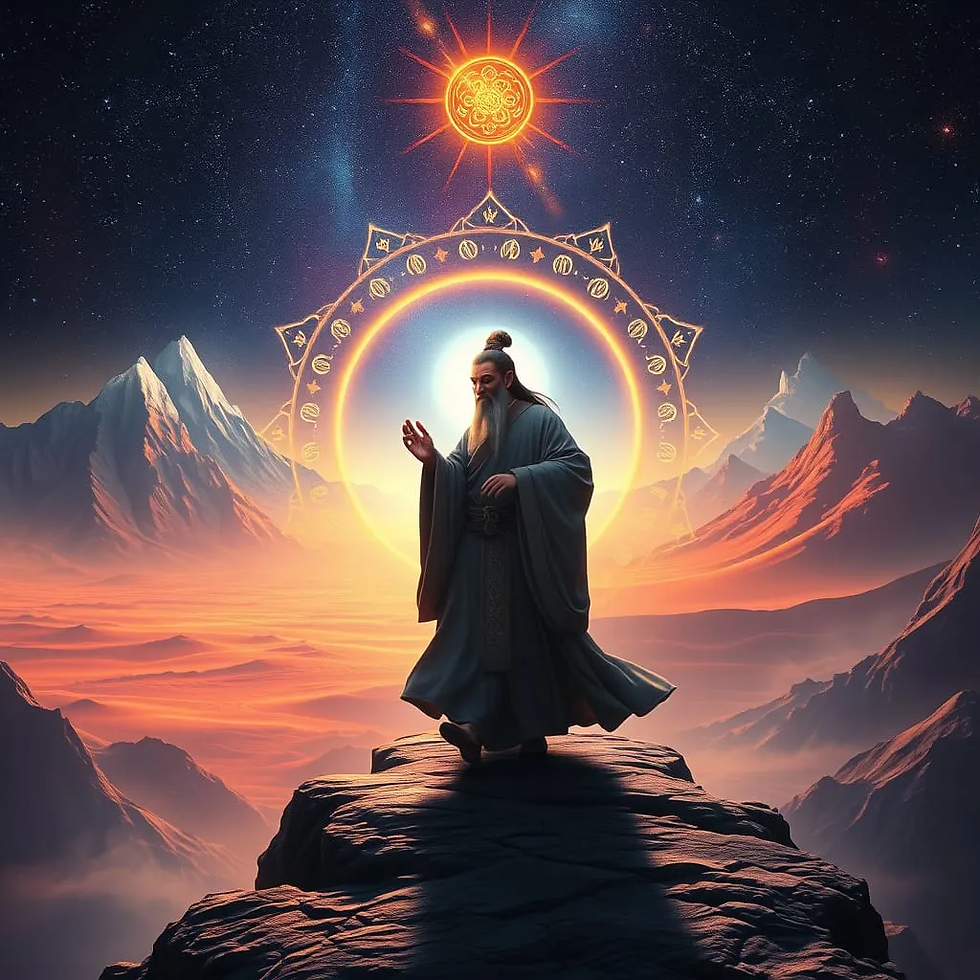 Segundo o Huahujing o Mestre Laozi teria convertido os povos do Oeste. Imagem do Cantinho dos Anciãos criada por i.a.