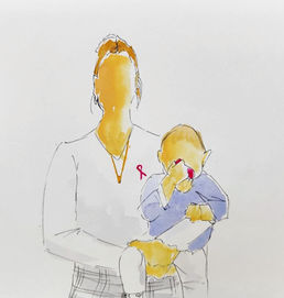 Aquarellmalerei: Mutter mit Baby