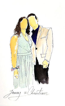 Jenny & Christian: Aquarell Hochzeitsportrait