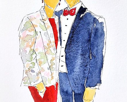 Aquarellporträt von Doris & Manuel