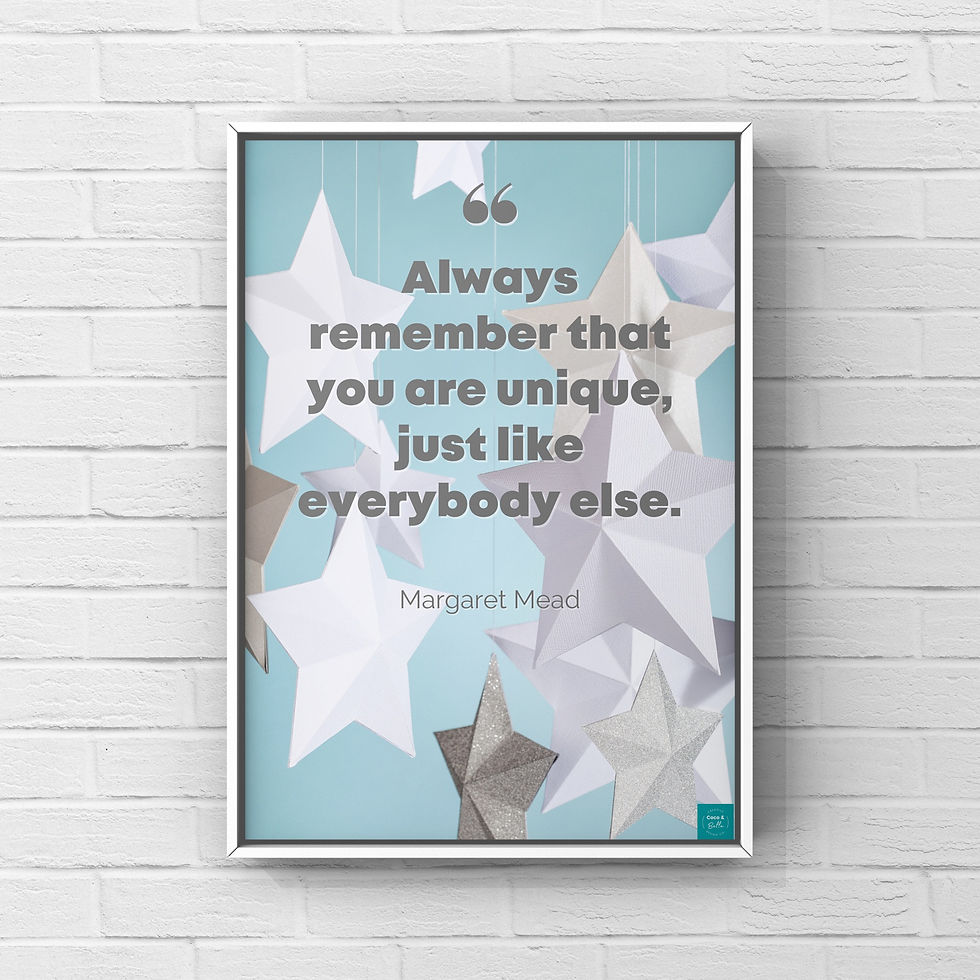 Poster with quote: Always remember that you are unique. Inspirational wall art.
