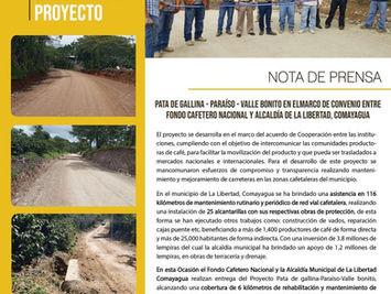 Fondo Cafetero Nacional Entrega proyecto en zona de Valle Bonito La Libertad Comayagua