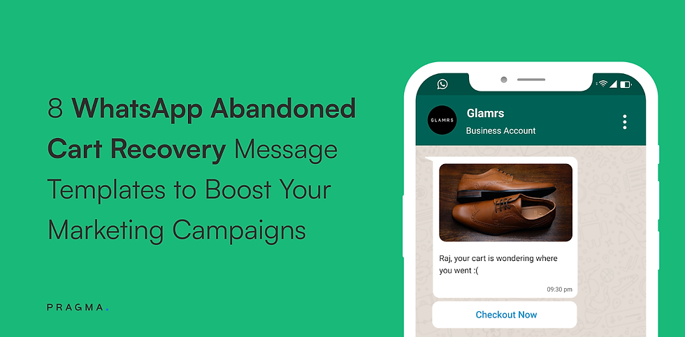 WhatsApp abandoned cart recovery message example showing checkout reminder sent from a business account