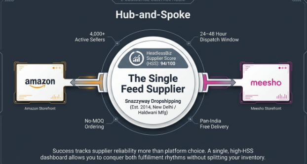 Single supplier model connecting Amazon and Meesho.