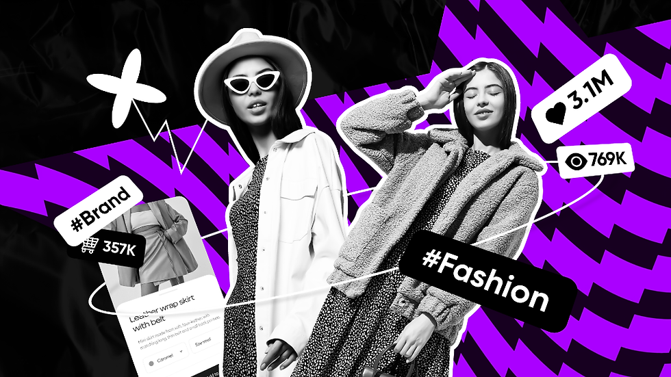 Fashion brand visual showing influencer-led marketing and social media engagement for lifestyle ecommerce brands