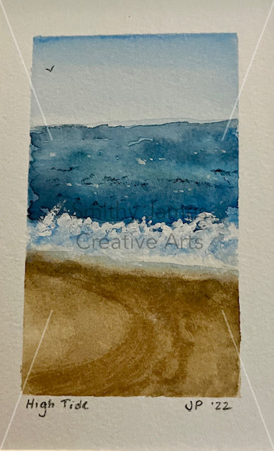 watercolor painting of beach