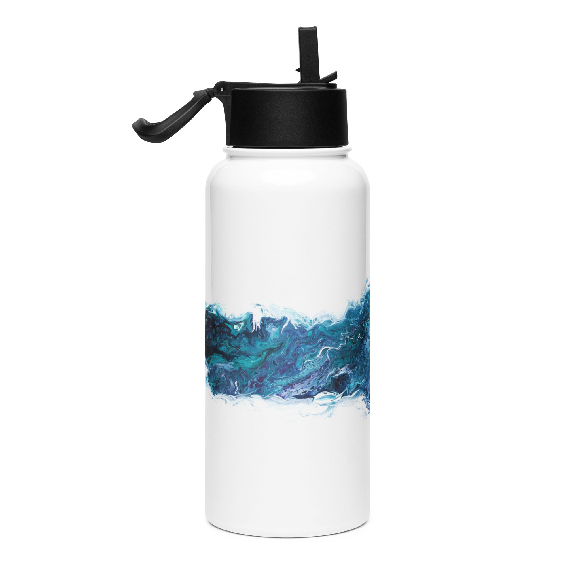 Stainless steel water bottle with a straw lid