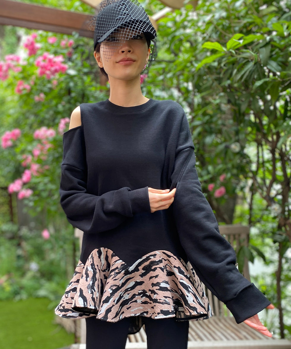 サムネイル： Peplum zebra jacquard pullover