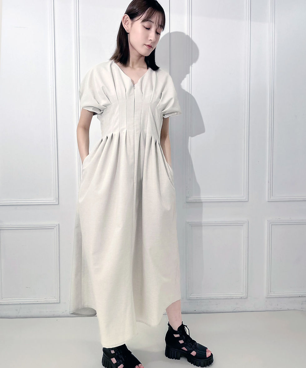 サムネイル： Linen like tuck dress