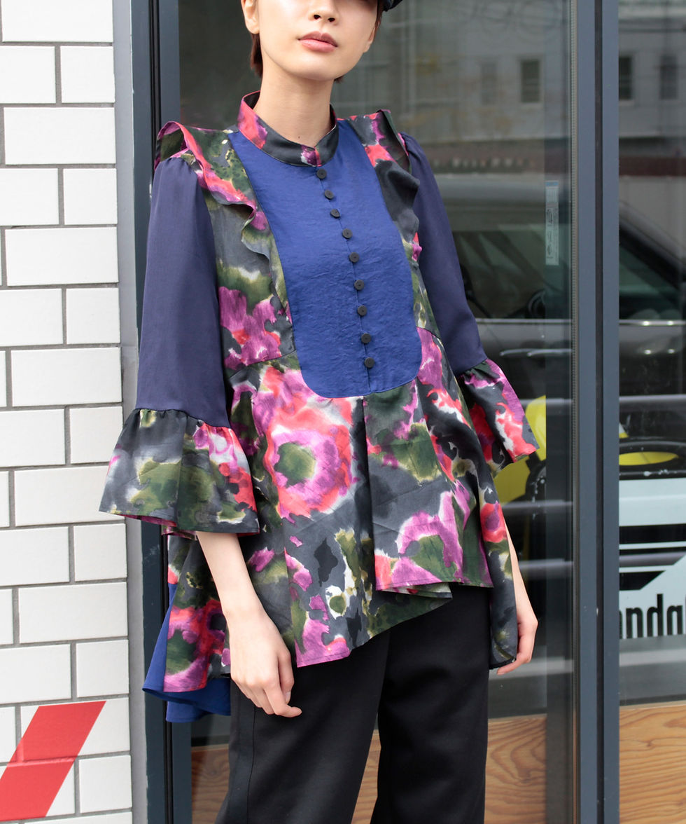 サムネイル： Import floral switching blouse
