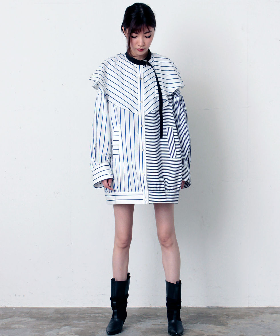 サムネイル： Stripe Cape blouse
