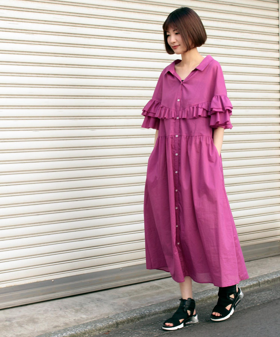 サムネイル： Frill switching cotton voile dress