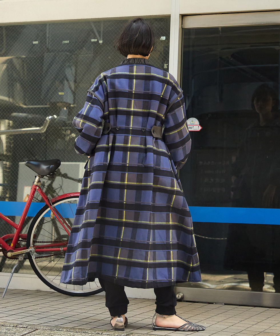 サムネイル： Import cotton check volume coat