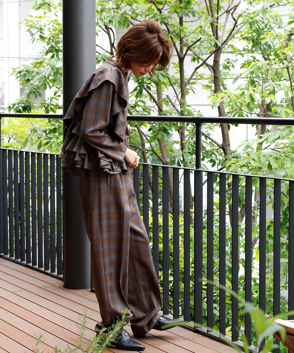 サムネイル： Herringbone check Ruffle Pullover