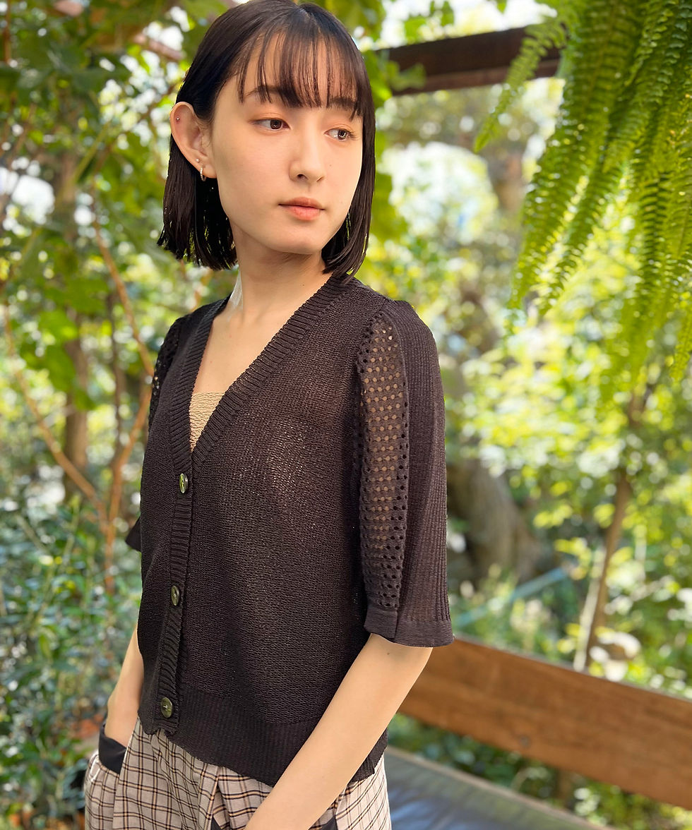 サムネイル： Japanese paper knit sleeve mesh cardigan
