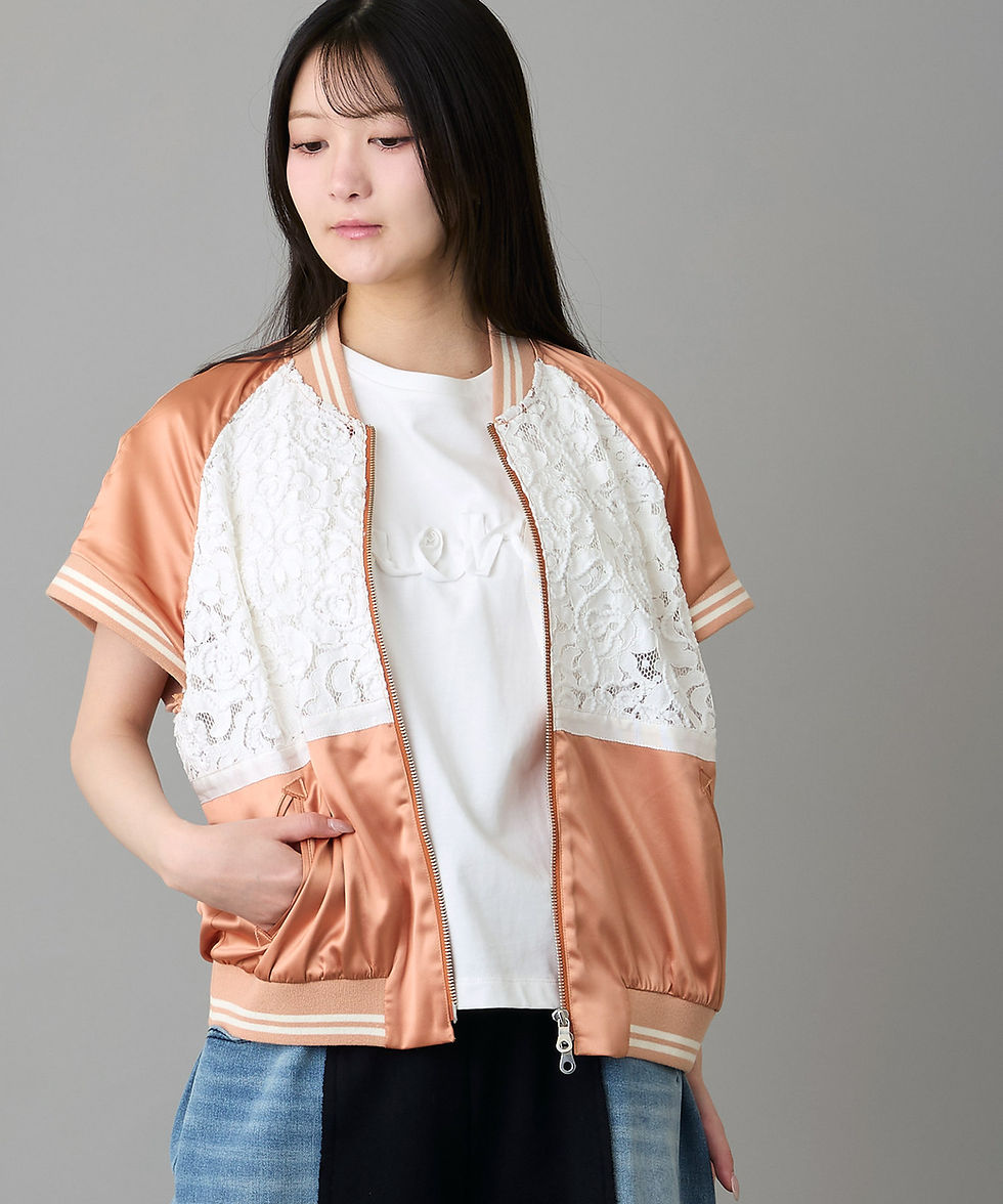 サムネイル： Lace mix design satin Blouson