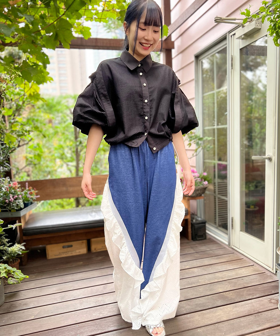 サムネイル： Drawstring sleeve cropped blouse