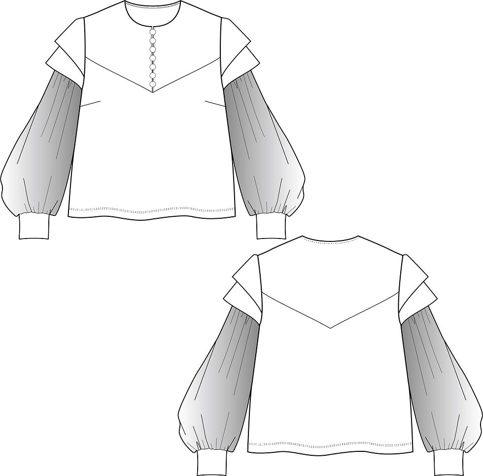 サムネイル： Tulle sleeve design pullover