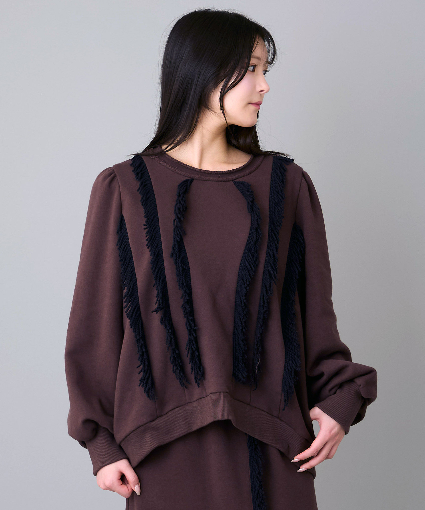 Fringe mix pullover