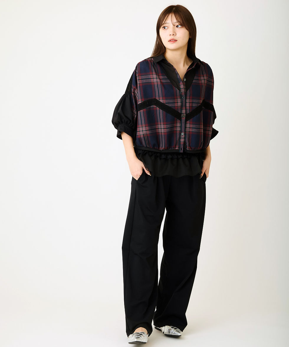 サムネイル： Import check lace blouse
