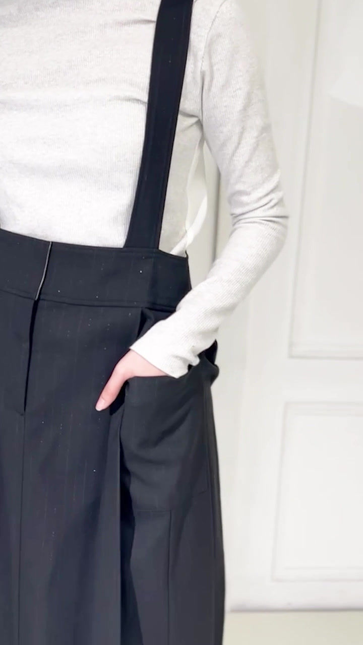 サムネイル： Glitter striped salopette skirt