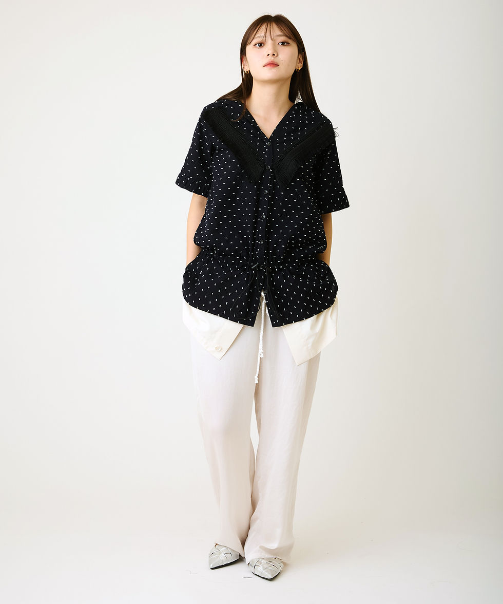 サムネイル： Fringe mix dobby hoodie blouse