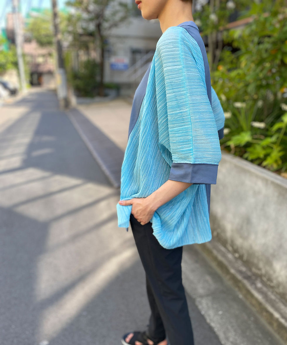 サムネイル： Import Striped Crepe switching pullover