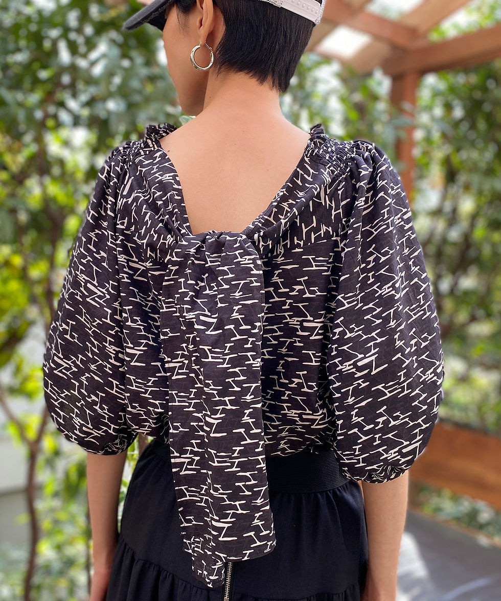 サムネイル： ☆Import monotone print back tie blouse