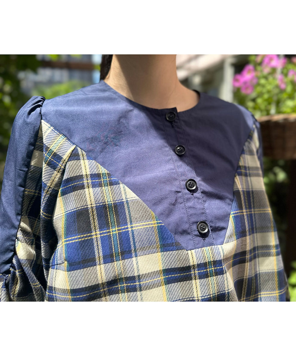 サムネイル： Import tartan check blouse